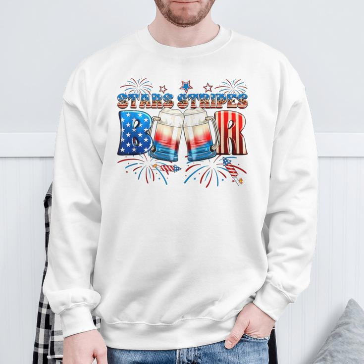 Stars Stripes Beer America Flag 4Th Of July Independence Day Sweatshirt Gifts for Old Men