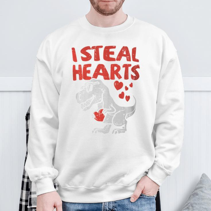 I Steal Hearts Trex Dino Baby Boy Valentines Day Toddler Sweatshirt Gifts for Old Men