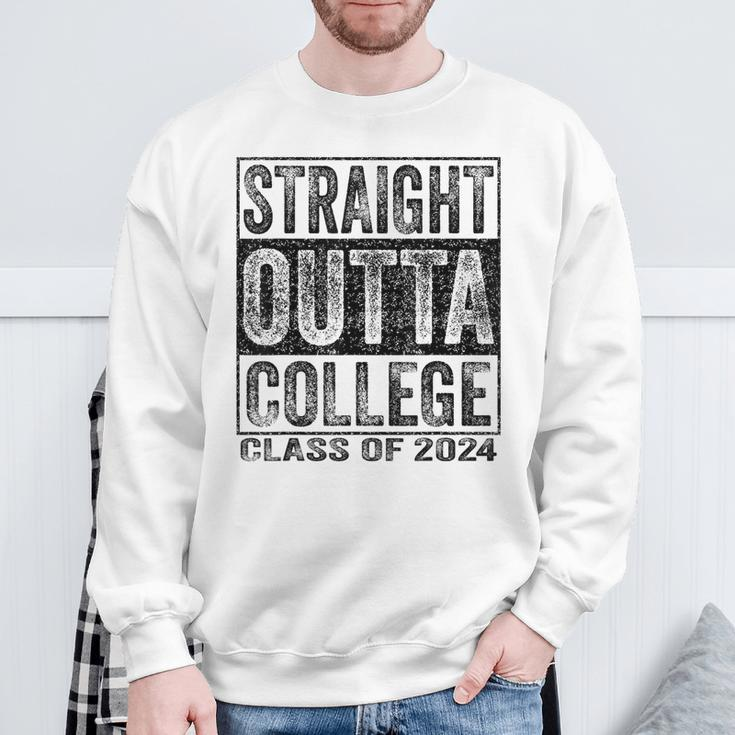 Straight Outta College Class Of 2024 Graduation Sweatshirt Gifts for Old Men