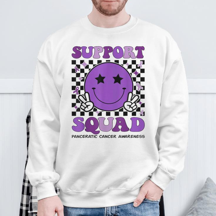 Support Squad Purple Ribbon Pancreatic Cancer Awareness Sweatshirt Gifts for Old Men