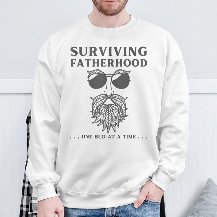 Surviving Fatherhood One Bud At A Time Weed Dad Cannabis Da Sweatshirt Gifts for Old Men