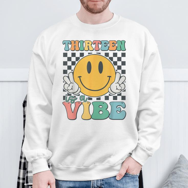 Thirn Is A Vibe 13Th Birthday Smile Face Hippie Boys Girl Sweatshirt Gifts for Old Men