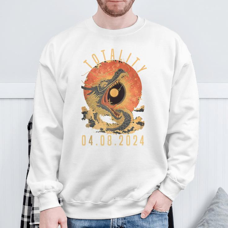 Totality 04082024 Dragon & Sun Solar Eclipse April 8 2024 Sweatshirt Gifts for Old Men
