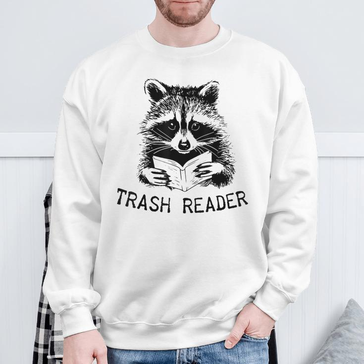 Trash Reader Bookish Raccoon Book Lover Opossum Meme Sweatshirt Gifts for Old Men