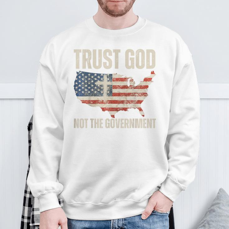 Trust God Not The Government Christian Faith America Flag Sweatshirt Gifts for Old Men