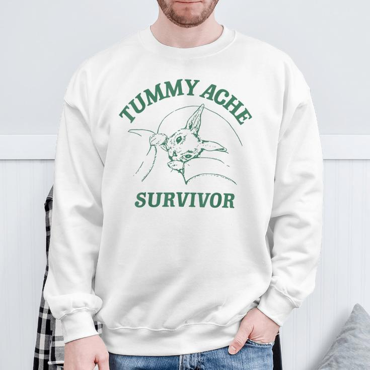 Tummy Ache Survivor Rabbit Meme Bunny Lover Sweatshirt Gifts for Old Men
