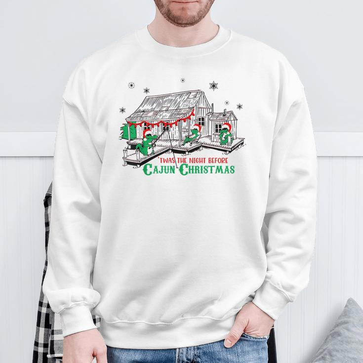 'Twas The Night Before Cajun Christmas Crocodile Xmas Sweatshirt Gifts for Old Men