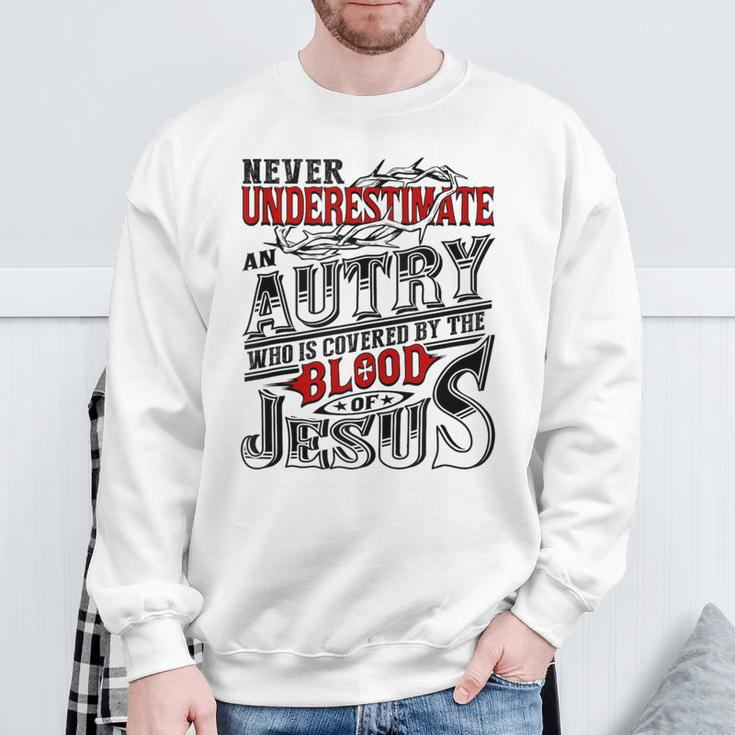 Never Underestimate Autry Family Name Sweatshirt Gifts for Old Men