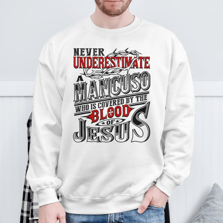 Never Underestimate Mancuso Family Name Sweatshirt Gifts for Old Men