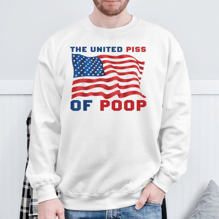 The United Piss Of Poop American Flag Saying Sweatshirt Gifts for Old Men