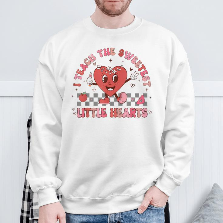 Valentines Day I Teach The Sweetest Little Hearts Teachers Sweatshirt Gifts for Old Men