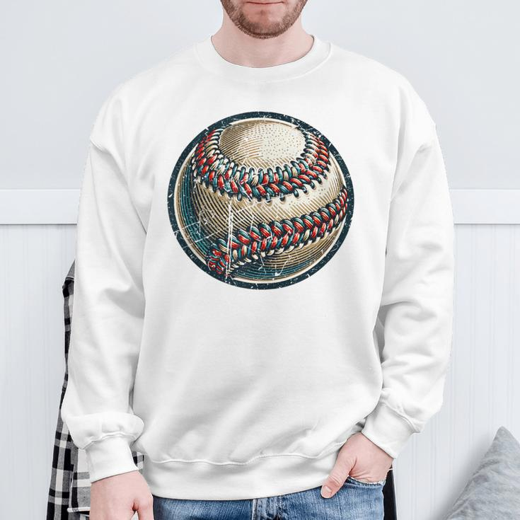 Vintage Baseball Dad Apparel Dad Basebal Happy Fathers Day Sweatshirt Gifts for Old Men