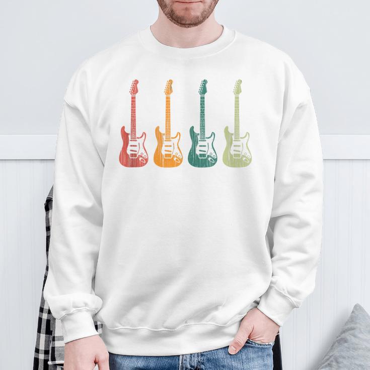 Vintage Guitars Retro Guitarists Bassist Sweatshirt Gifts for Old Men