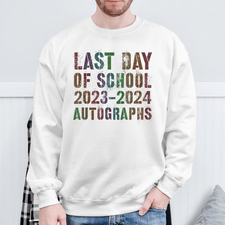 Vintage Last Day Of School 2024 Autographs Signature Sign My Sweatshirt Gifts for Old Men