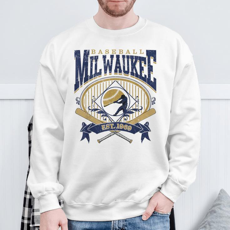 Vintage Retro Milwaukee Baseball Sweatshirt Gifts for Old Men