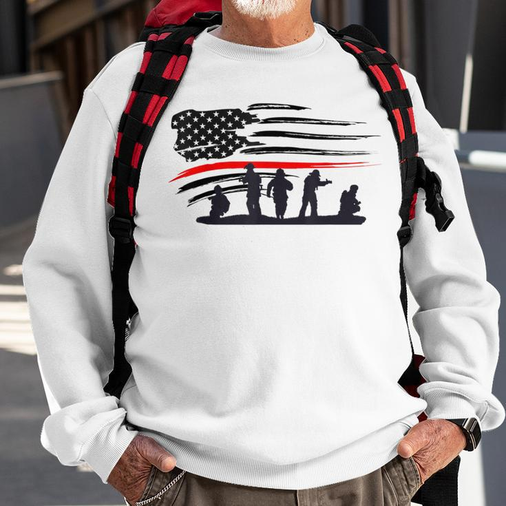 Vintage Thin Red Line Firefighter American Flag Sweatshirt Gifts for Old Men