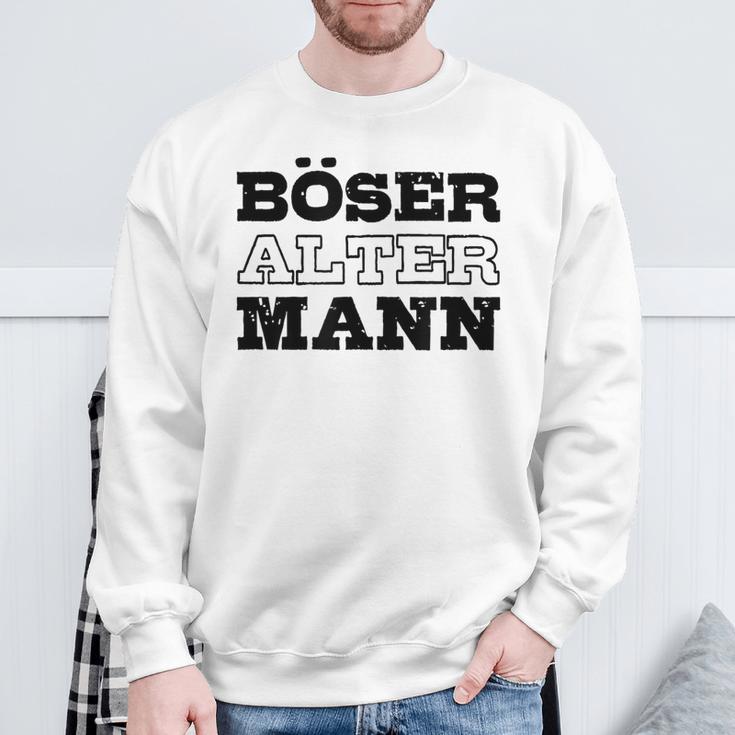 Weißes Sweatshirt für Herren, Böser Alter Mann Aufdruck, Lustiges Design Geschenke für alte Männer