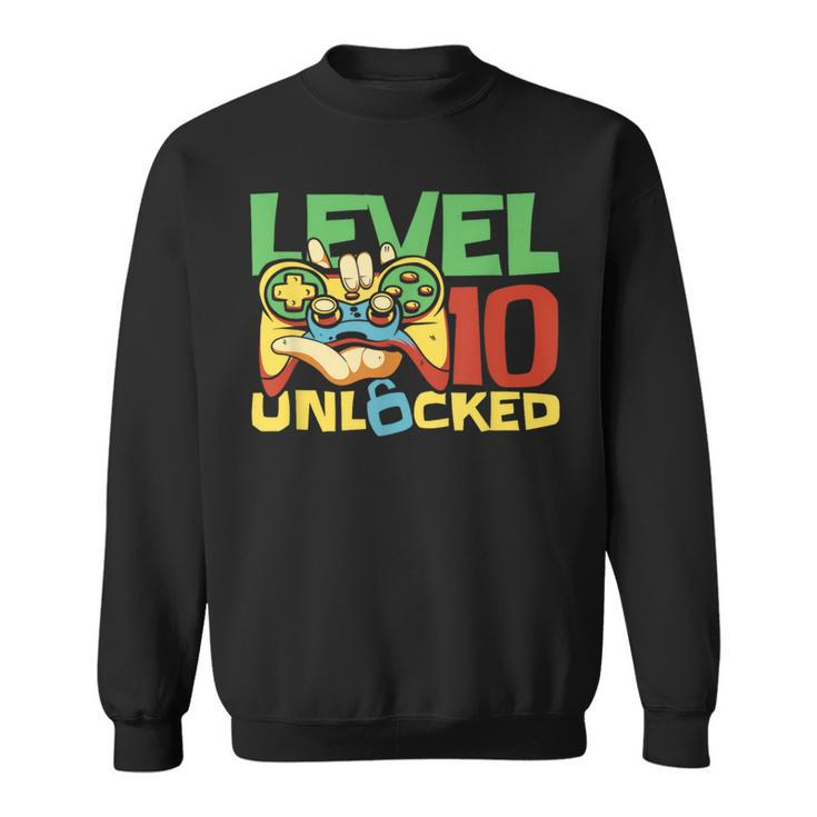 10 Year Old Gamer Gaming 10Th Birthday Level 10 Unlocked Sweatshirt