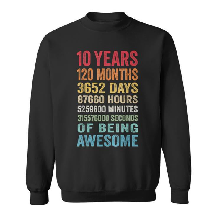 10 Years Old 10Th Birthday Vintage Retro 120 Months Sweatshirt