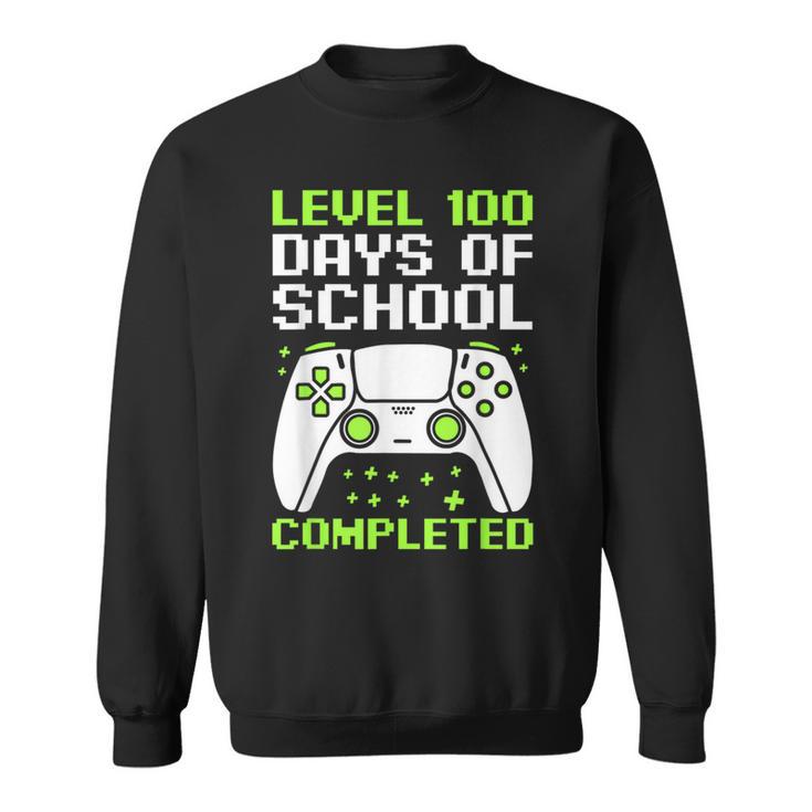 100 Days Of School For Boys Level Completed Gamer Sweatshirt