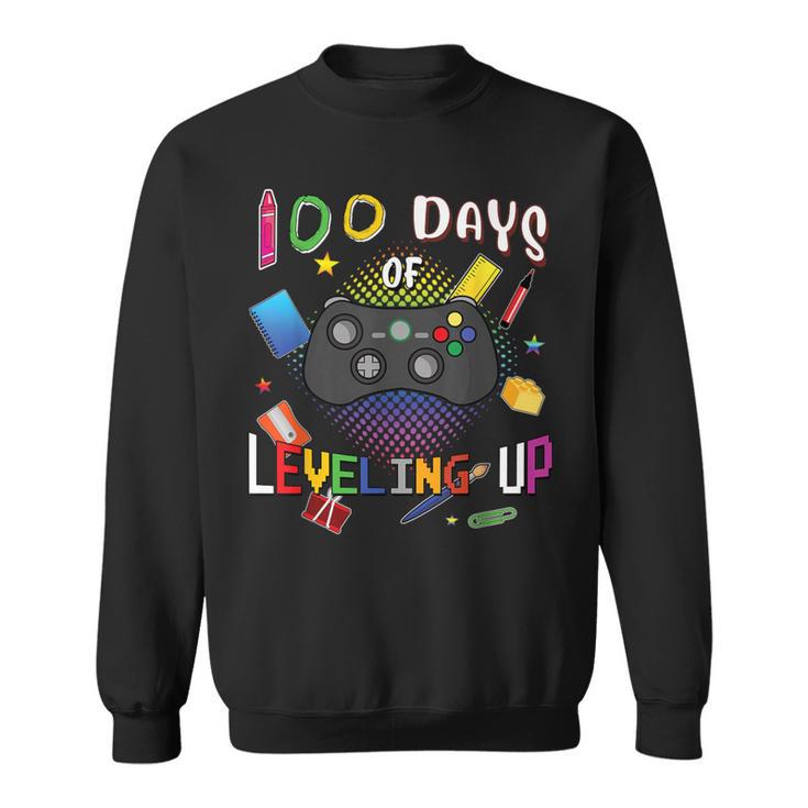 100 Days Of School Leveling Up Video Gamer 100Th Day Sweatshirt