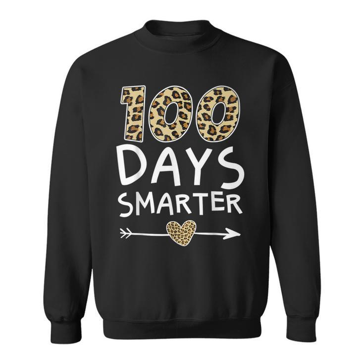 100 Days Smarter Leopard 100Th Day Of School Boys Girls Sweatshirt