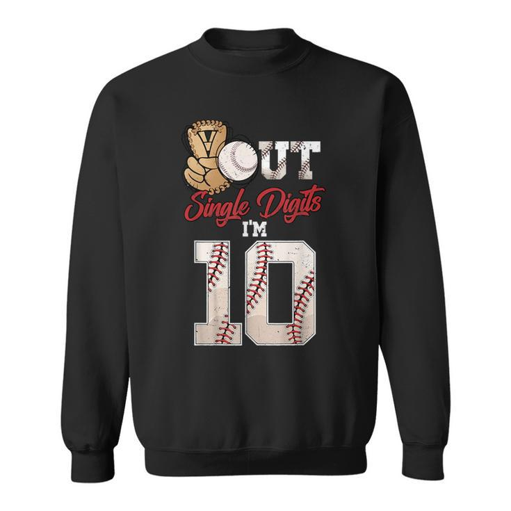 10Th Birthday Boys Baseball Peace Out Single Digits Sweatshirt