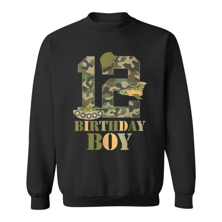 1Th Birthday Military Themed Camo Boys 12 Years Old Soldier Sweatshirt