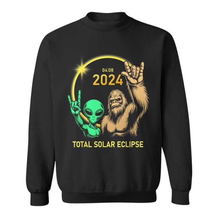 2024 Solar Eclipse Alien Bigfoot Rock April Total Eclipse Sweatshirt
