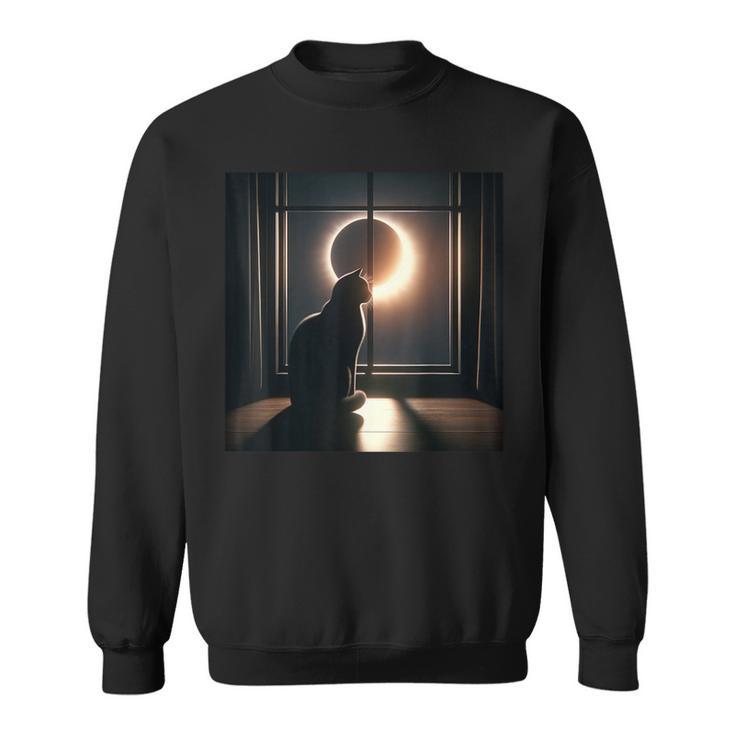 2024 Solar Eclipse Cat Watching Total Solar Eclipse Sweatshirt