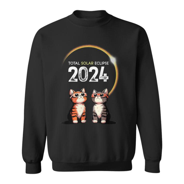 2024 Solar Eclipse Cat Wearing Solar Eclipse Glasses Sweatshirt