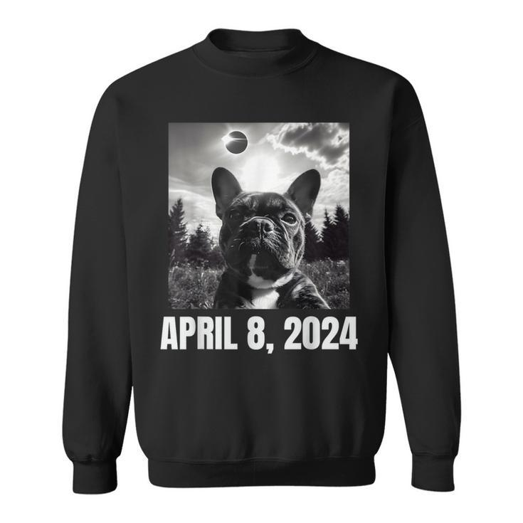2024 Solar Eclipse French Bulldog Selfie Sweatshirt