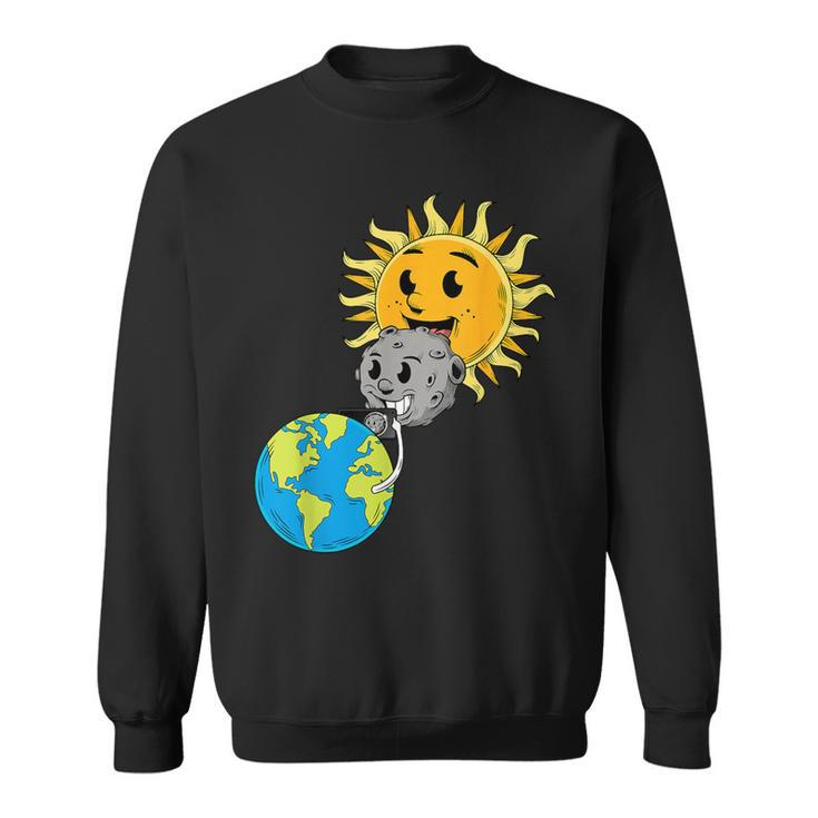 2024 Total Solar Eclipse Earth Moon Sun Photobomb Lover Gag Sweatshirt