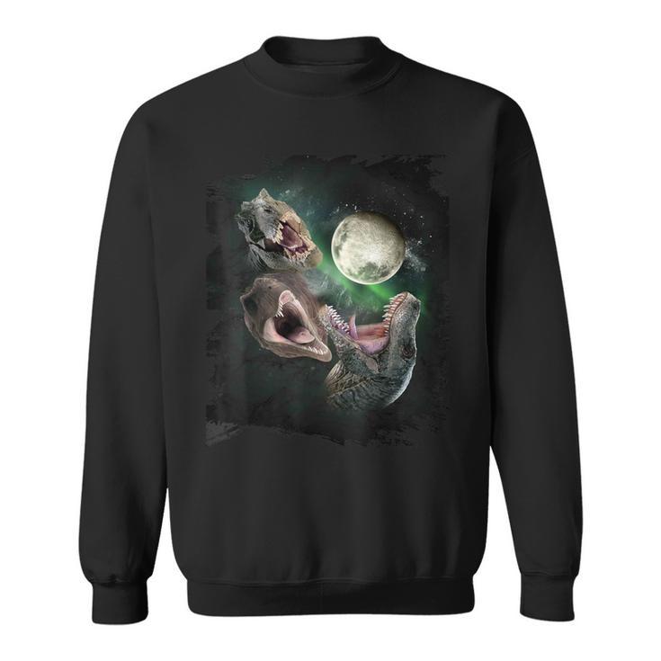 3 Dinosaurs Moon Wolf Dinosaur Wolves Howl Sweatshirt