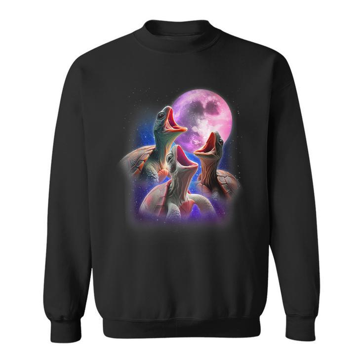 3 Sea Turtles Howling At The Moon Pet Turtle Tortoise Sweatshirt