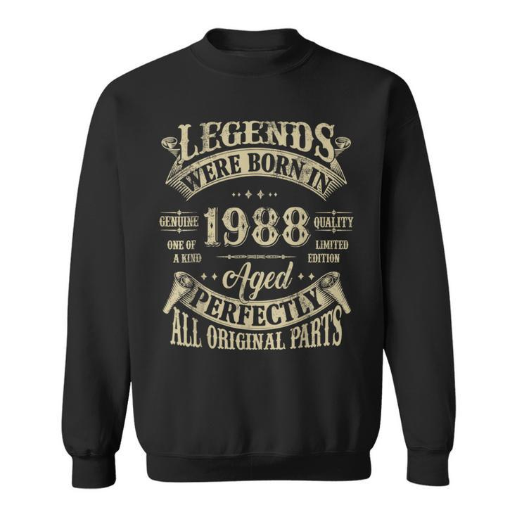 36Th Birthday 36 Years Old Vintage Legends Born In 1988 Sweatshirt