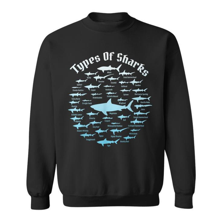38 Types Of Shark Academic Educational Ocean Sweatshirt