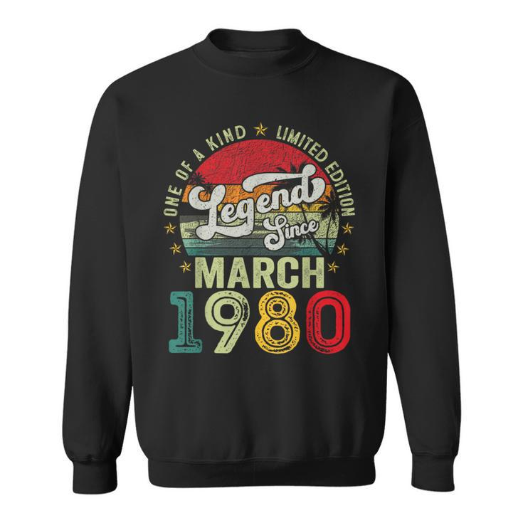 44 Years Old Legend Since March 1980 44Th Birthday Men Sweatshirt