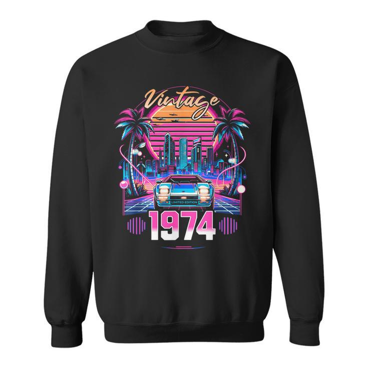 50 Years Old Synthwave Aesthetic Vintage 1974 50Th Birthday Sweatshirt