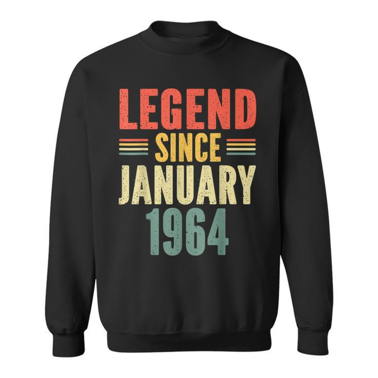 60Th Birthday Legend Since January 1964 60 Years Old Vintage Sweatshirt