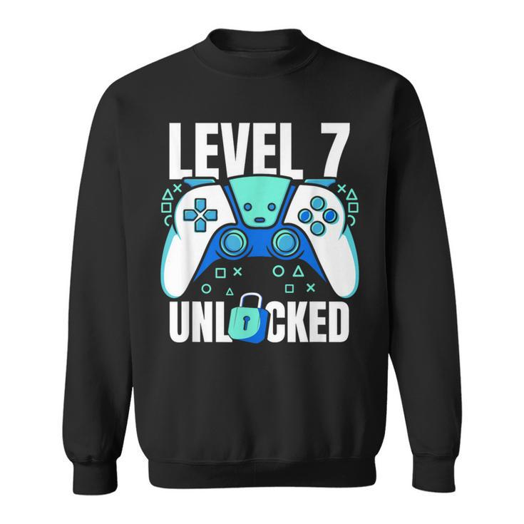 7 Year Old Gamer Gaming 7Th Birthday Level 7 Unlocked Sweatshirt