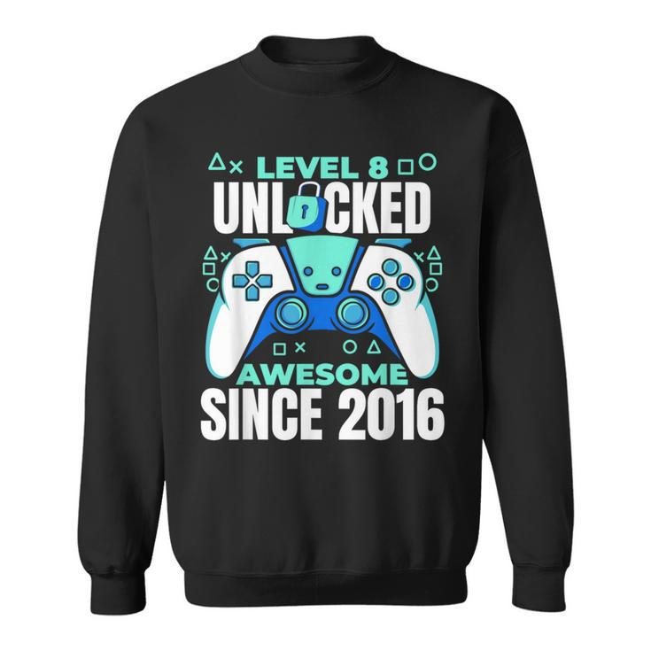 8 Year Old Gamer Gaming 8Th Birthday Level 8 Unlocked Sweatshirt