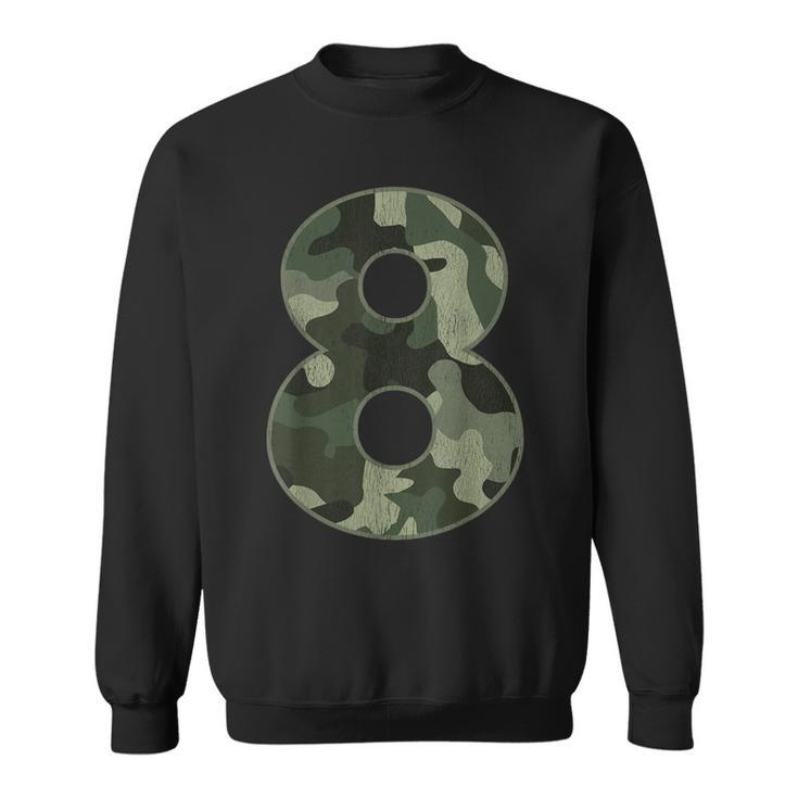 8Th Birthday Army Birthday Party 8 Years Old Camo Number 8 Sweatshirt