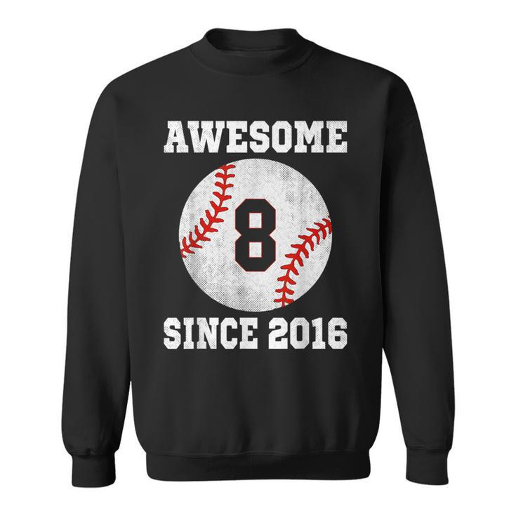 8Th Birthday Baseball Player 8 Years Old Vintage Sports Sweatshirt