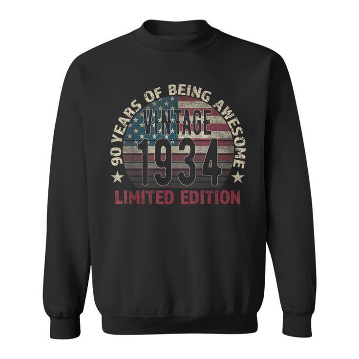 90Th Birthday Vintage Born 1934 Turning 90 Year Old Sweatshirt