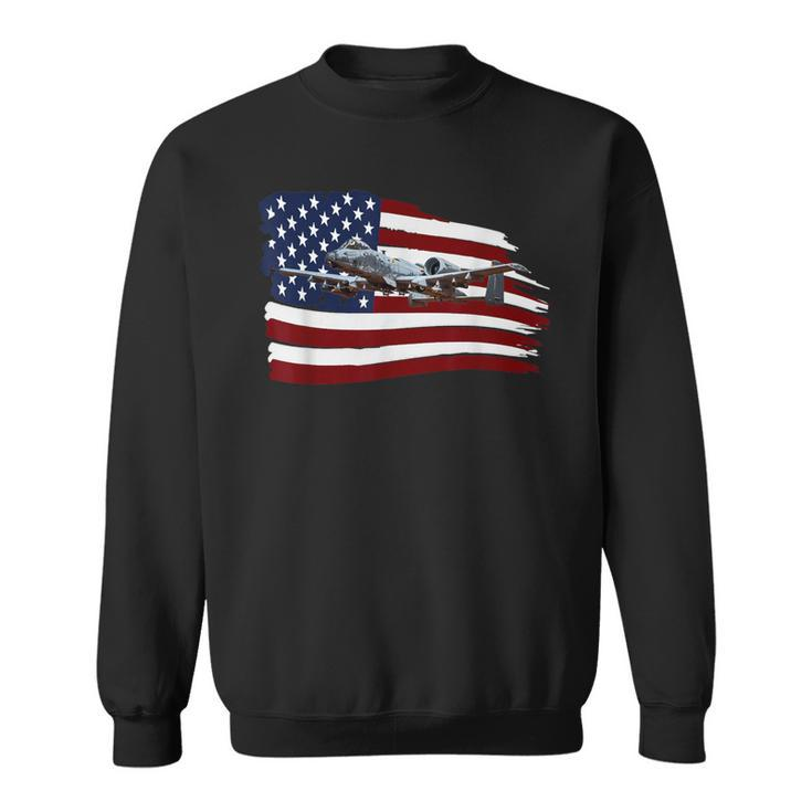 A-10 Thunderbolt 2 Warthog Plane American Us Flag T Sweatshirt