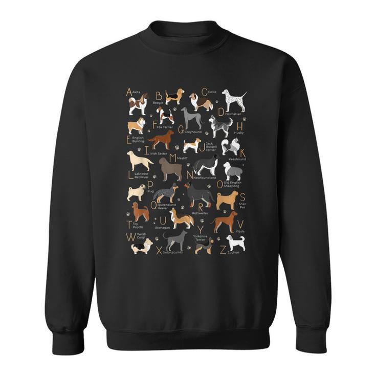 Abc Dog Breeds Identification A-Z Types Of Dogs Canine Sweatshirt