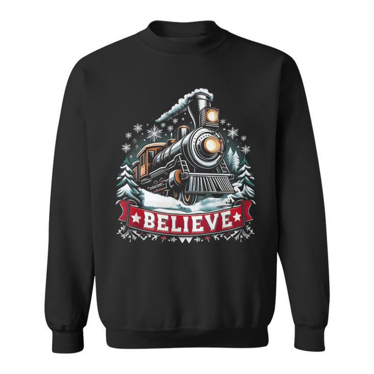 All Aboard Polar Express North Pole Xmas Santa Sweatshirt