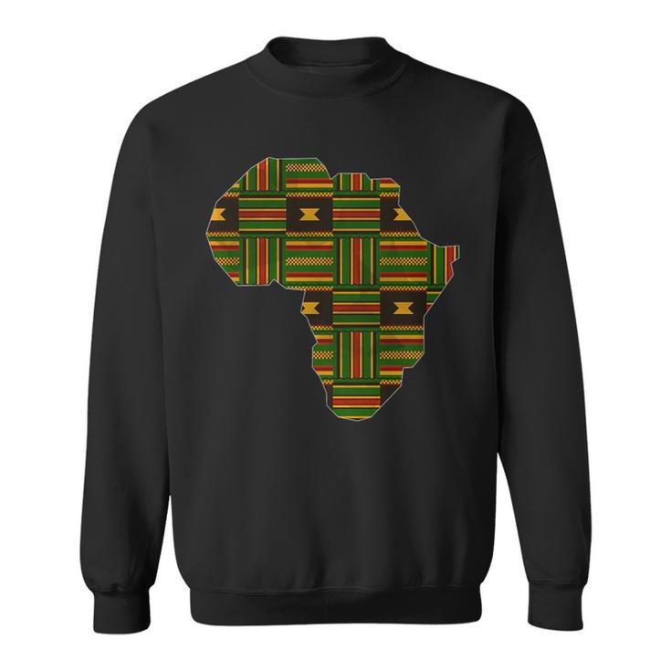 Africa Map Kente Pattern Green African Ghana Style Ankara Sweatshirt