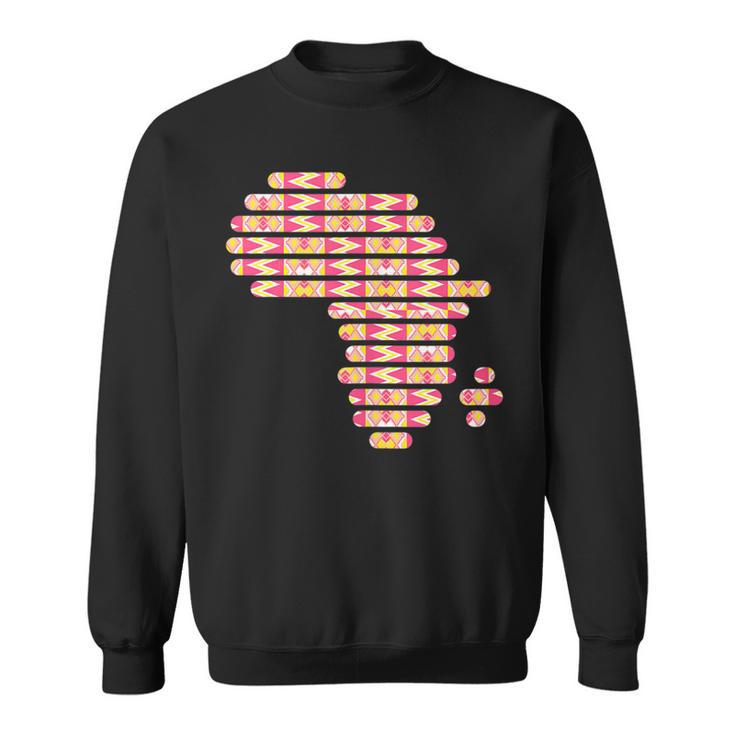 Africa Map Kente Pattern Pink Ghana Style West African Print Sweatshirt